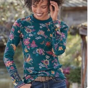 Sundance Teal Floral Long Sleeve Top
